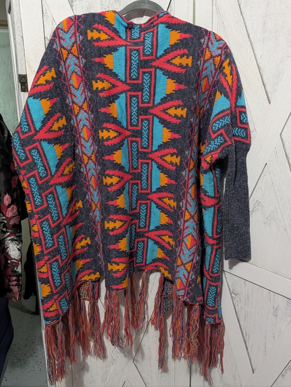 Powder River Outfitters Panhandle Aztec Southwestern Fringe Cardigan Sweater M - Picture 3 of 5